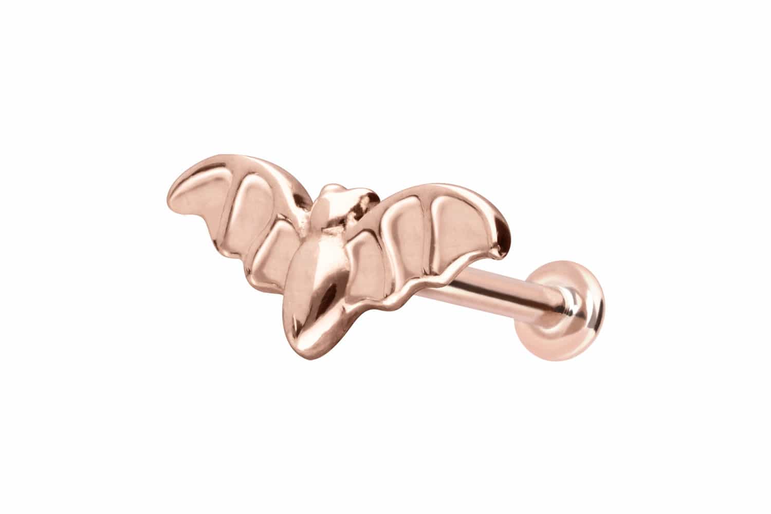 14 Karat Gold Labret Piercing mit Innengewinde FLEDERMAUS